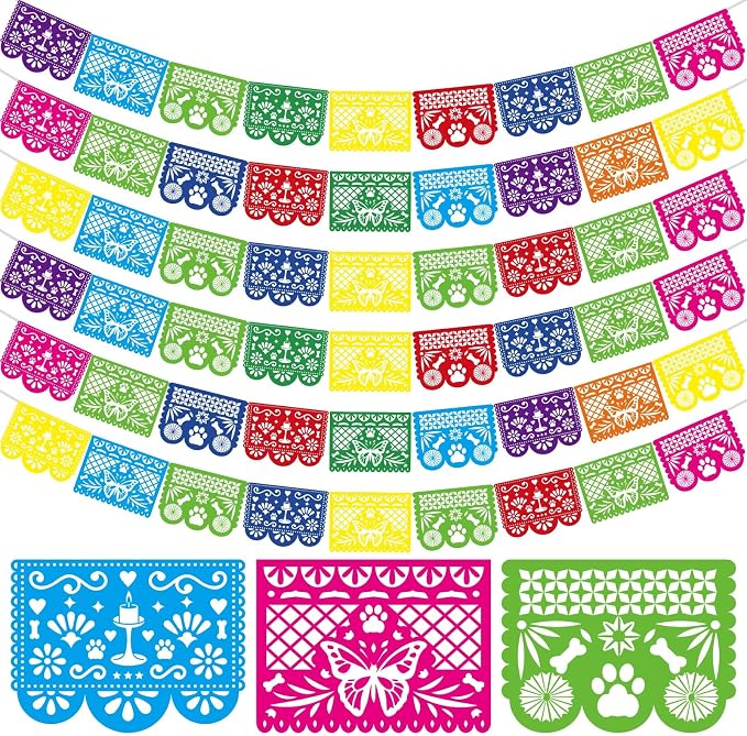Irenare 6 Packs 108 ft Dia De Los Muertos Pet Decorations Banners - skull carpet
