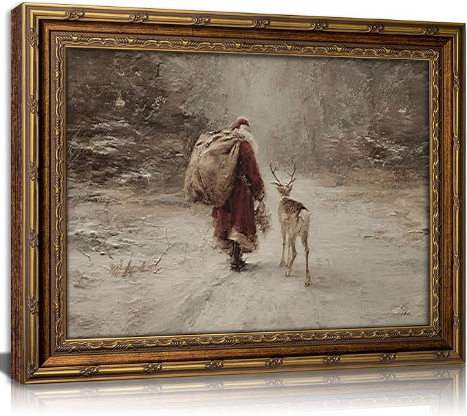 KKP Vintage Gold Framed Christmas Wall Art - skull painting