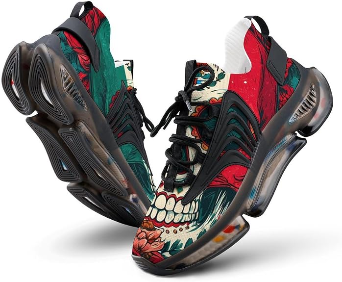 Mexico Sugar Skull Day of The Dead Novelty Women's Sporting Shoes Lightweight Elastic Running Shoe Tennis Sneakers - sugar skull boots