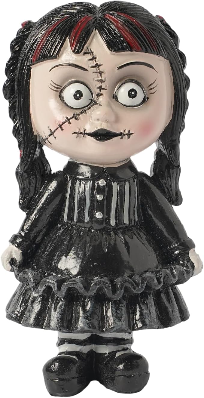 Goth Creepy Doll Figurine Small Halloween Decor Resin Statue - skull figurine