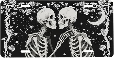 Gothic Kiss Skull Cool Front License Plate 6x12 Inch - skull plate