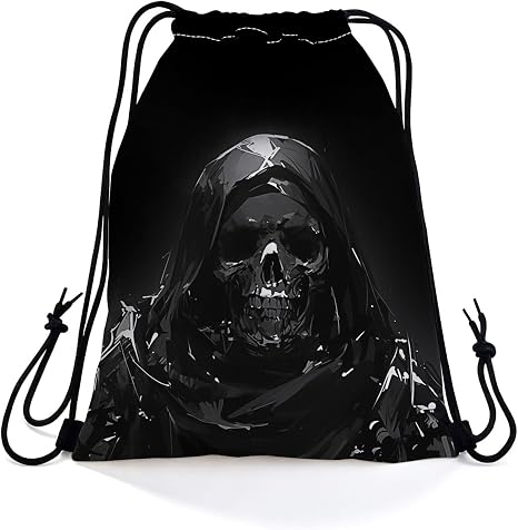 Death Skull Dual-Sided Print Drawstring Bag - skull backpack