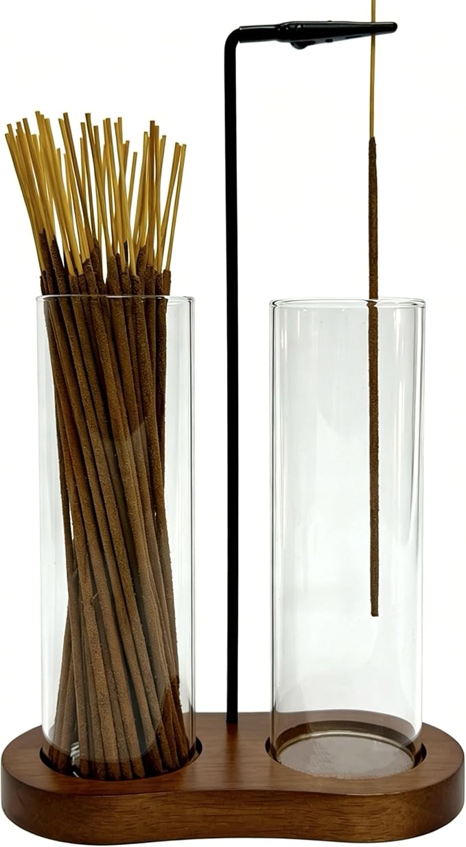 Glass Incense Holder,Retro Incense Sticks Burner Holder with Storage,Hang Upside Down Incense Holder with Ash Catcher (Rustic) - skull incense burner