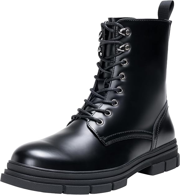 Jousen Mens Boots High Top Motorcycle Combat Boots - sugar skull costume