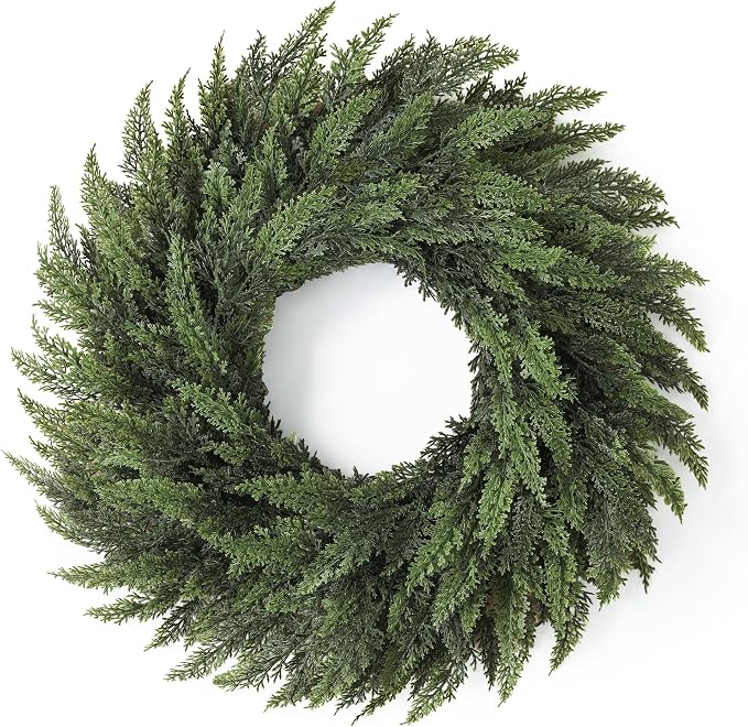 26'' Large Cedar Wreath for Front Door, Real Touch Christmas Door Wreath - skull wreath