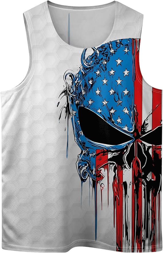 Amasnay Cowboy Cat Riding Dinosaur Mens Tank Tops Summer Sleeveless Tee Cool Workout T-Shirts Beach Novelty Undershirts - skull tank tops