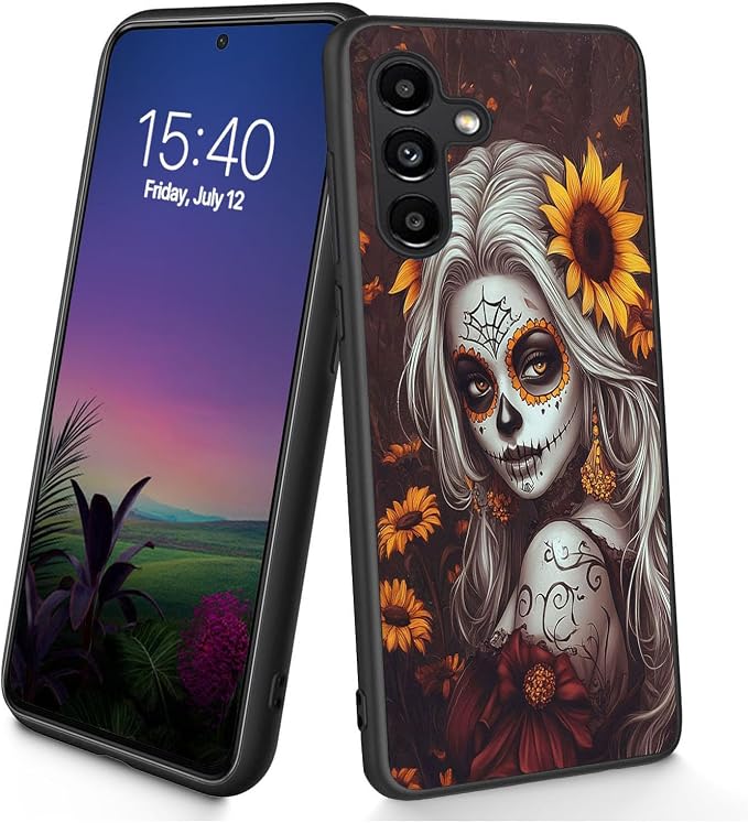 Bxgolkgd Designed for Galaxy S26 Plus Case,Slim Soft TPU Silicone Shockproof Anti Slip Protective Case for Samsung Galaxy S26 Plus 2026 6.7 inch - Day of the Dead Sugar Skull Sunflower - Skull phone case