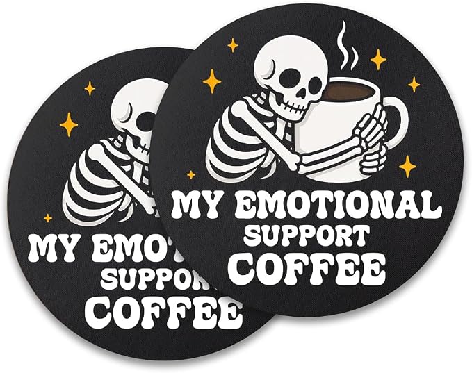 Cute Skeleton Coasters Set of 2, Coffee Lover Coaster for Desk - skull coaster
