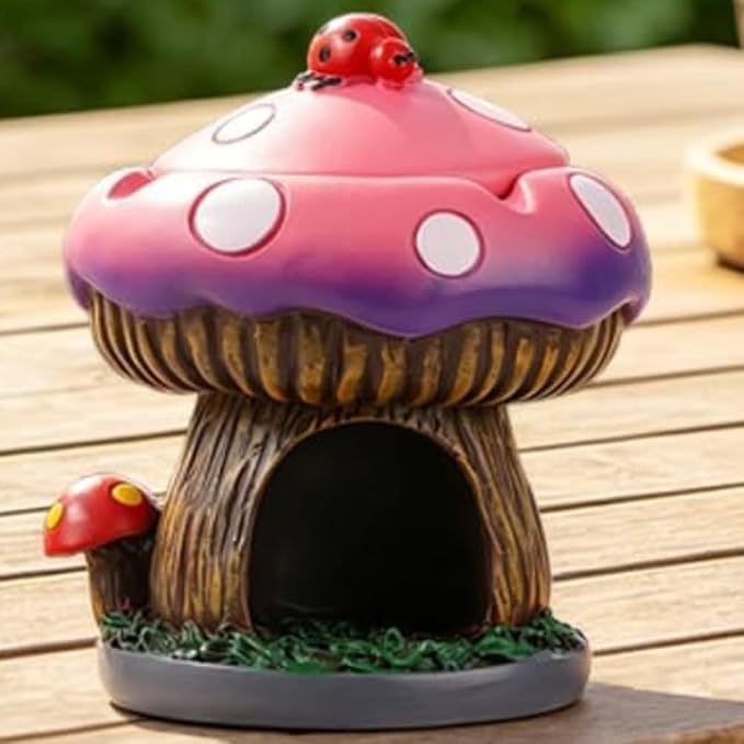 Ashtray with Lid Cute Mushroom Ash tray with Storage - Cool Ashtrays for Weed Smokers and Bong Users with Smoking Accessories Collection - skull ashtray
