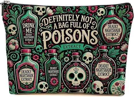 Funny Poisons Makeup Bag, Witchy Gifts Cosmetic Bag Travel Toiletry Bags - skull suitcase