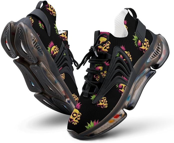 Skull Punk Novelty Women's Sporting Shoes Lightweight Elastic Running Shoe Tennis Sneakers - sugar skull boots