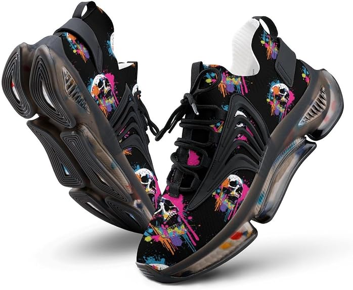 Happy Halloween Grunge Skull Novelty Women's Sporting Shoes Lightweight Elastic Running Shoe Tennis Sneakers - sugar skull boots
