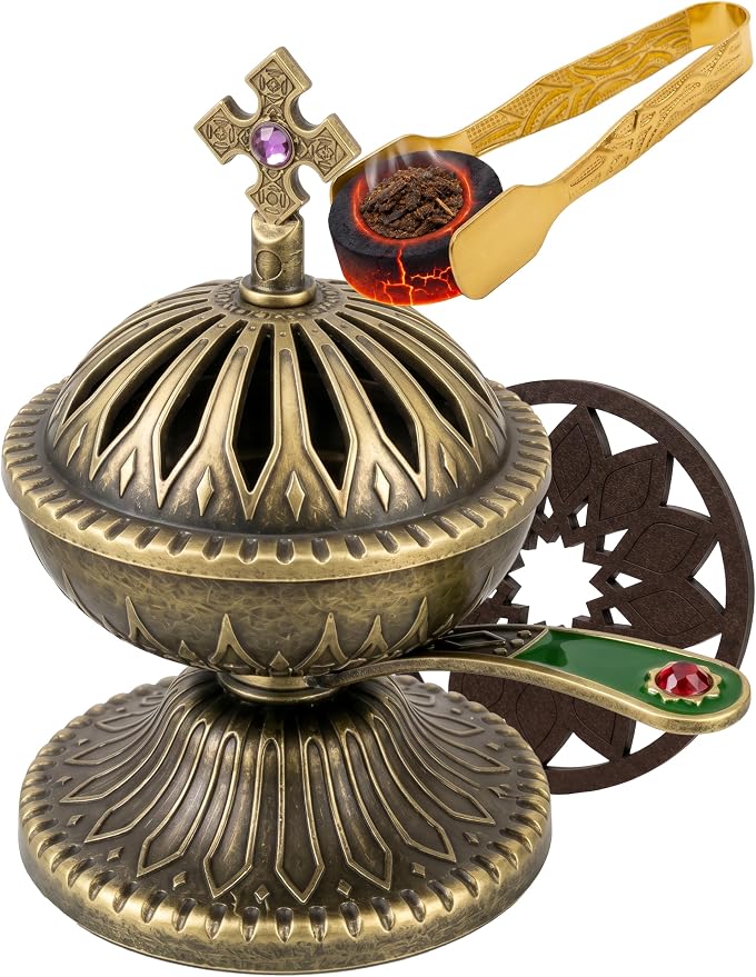 Catholic Incense Burner with Handle – Church Censer with Ash Catcher