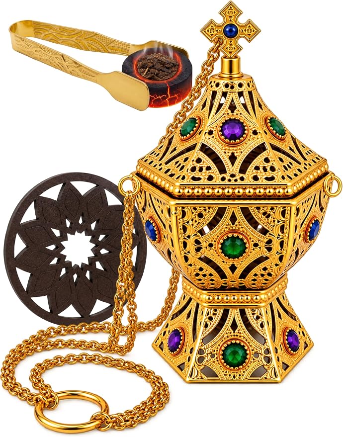 Orthodox Incense Burner for Catholic - Thurible for Frankincense Resin - skull incense burner