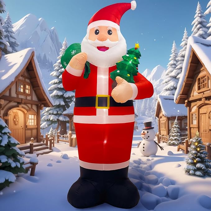 AerWo 14 FT Giant Christmas Inflatables Outdoor, Blow up Santa Claus Decor - skull inflatable