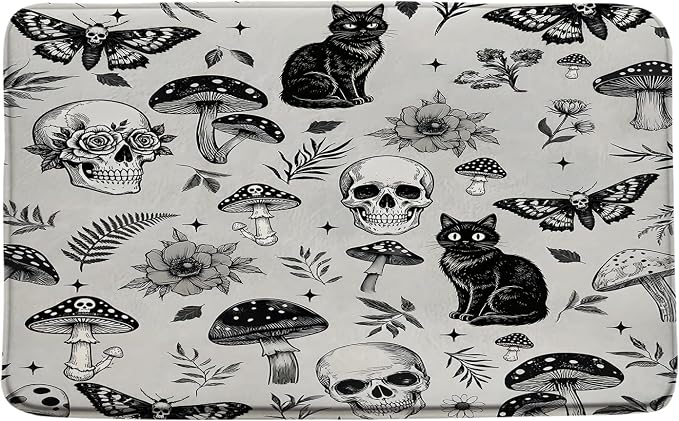 Halloween Gothic Witchy Bath Mat 17.8x29.5 Inch - skull toilet mat
