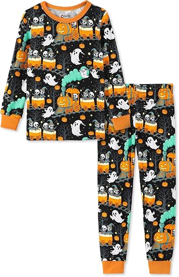 PATPAT Toddler & Kids Pajama Sets with Bamboo Viscose, Snug Fit Pjs for Girls, All-Season Comfort Sleepwear, Ages 2-12 Years - skull pajamas