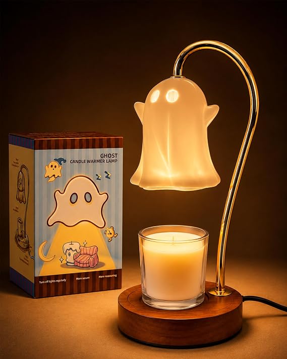 Ceramic Ghost Candle Warmer Lamp with Timer, Spooky Cute Wax Melter - skull lamp