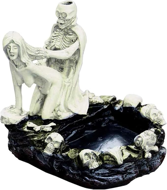Creative Skull Cigar Ashtray Figurine, Multifunctional Smoking Ashtray with Stand, Indoor,Outdoor Home Table Decor