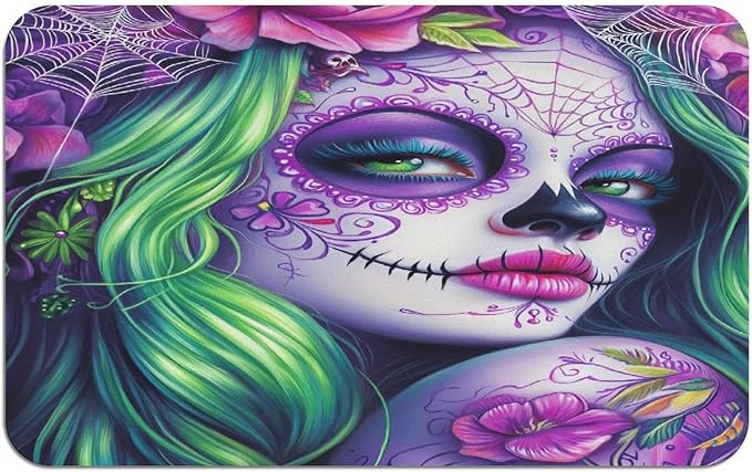 Day of The Dead Skull Woman Floor Mats Non-Slip Bathroom Rugs Washable Bath Mat Area Rugs Carpet for Home - skull toilet mat