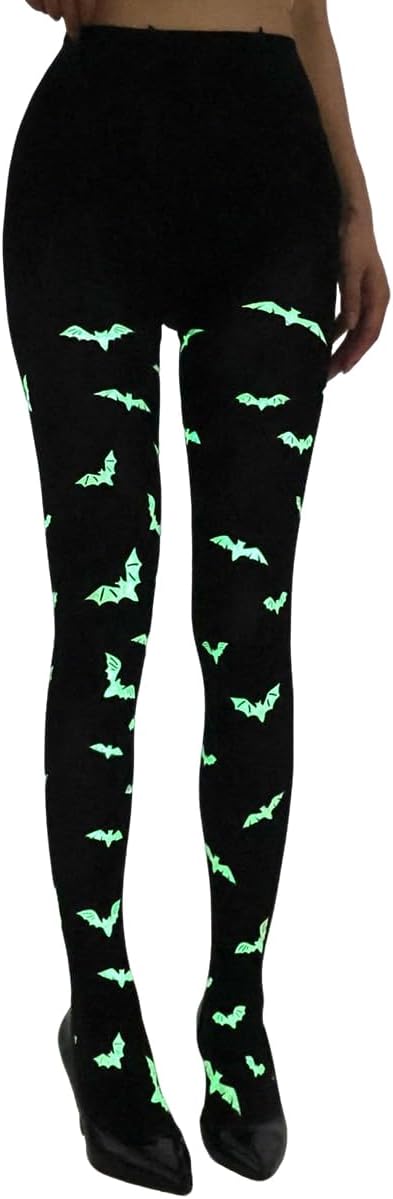 Halloween Socks bat Pantyhose Glow In The Dark Pantyhose for Women girls Halloween Dance Costume Party Cosplay - sugar skull costume