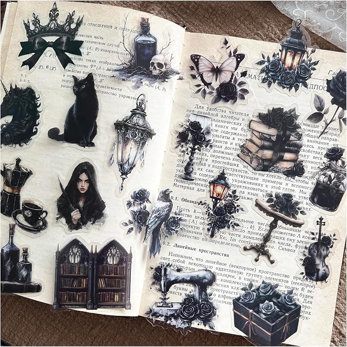 Journaling Stickers for Scrapbook Supplies, Gothic Stickers for Adults - skull sticker