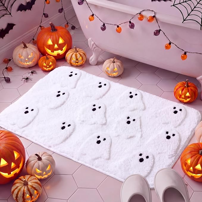 Capoda 1 Pcs Halloween Ghost Bathroom Rug 20 x 30 Inch, Ghost, White