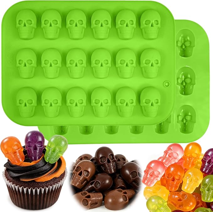 Small Skull Silicone Mold, Halloween Molds for Candy Gummy Chocolate 2 Pack - skull ashtray