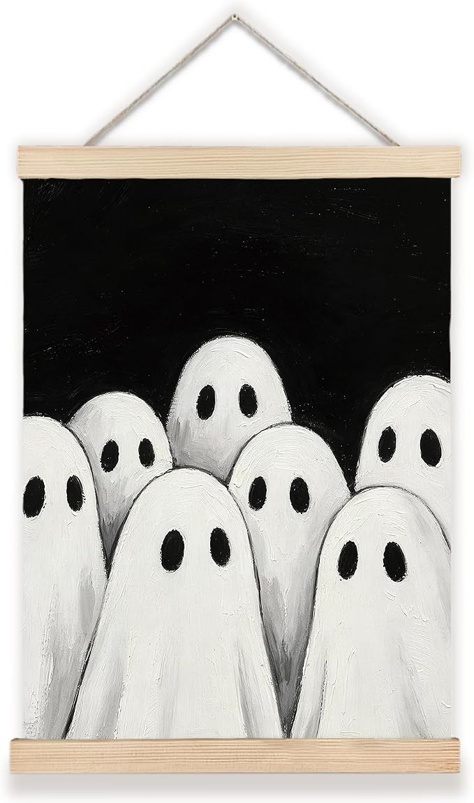 Ceosian Black Halloween Ghost Wall Art Decor, Ghost Gifts for Women 12x16 - skull wall art