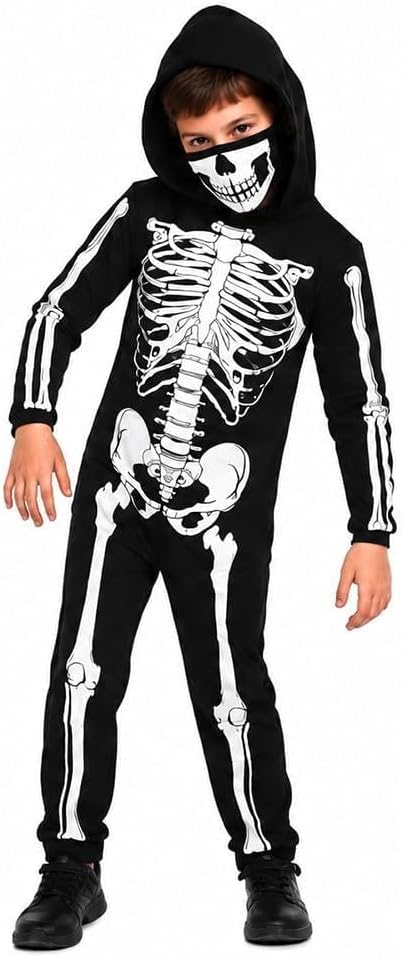 XXLOG Glow Skeleton Costume Kids Jumpsuit with Mask Boys Girls - skeleton