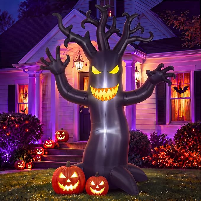 12 ft Tall Halloween Inflatable Haunted Tree Decorations Outdoor - skull inflatable