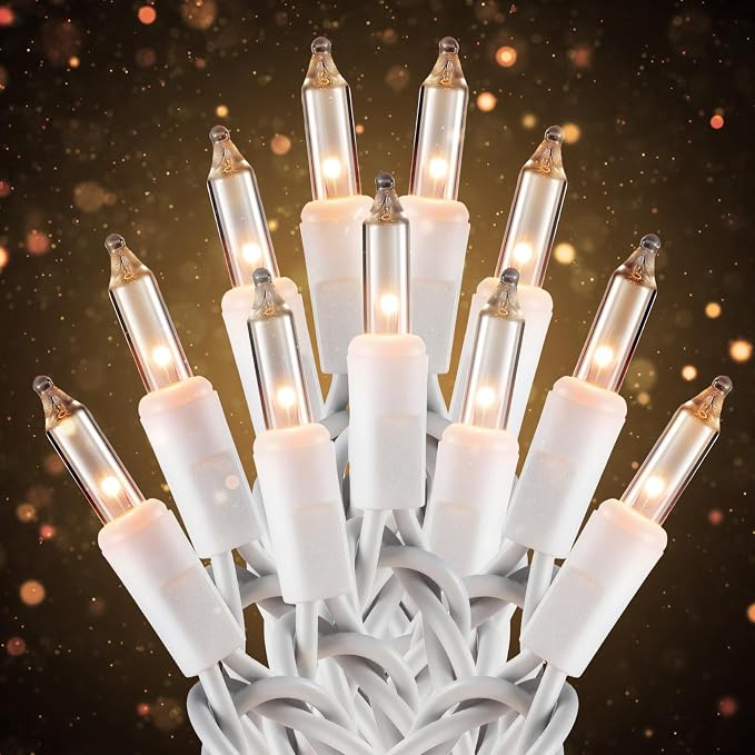 Christmas Lights, 100 Count 21ft White Wire Clear Incandescent Bulbs String Lights - string light