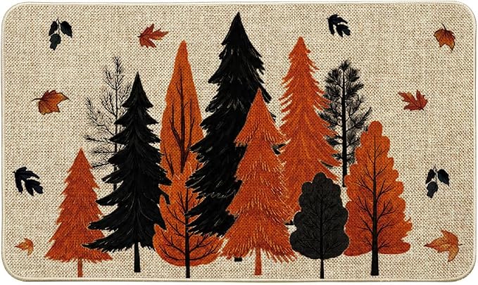 Artoid Mode Tree Leaves Forest Halloween Doormat, Low-Profile Switch Rug Door Home Decor Mat Floor Mat for Indoor Outdoor 17x29 Inch - skull floor mat