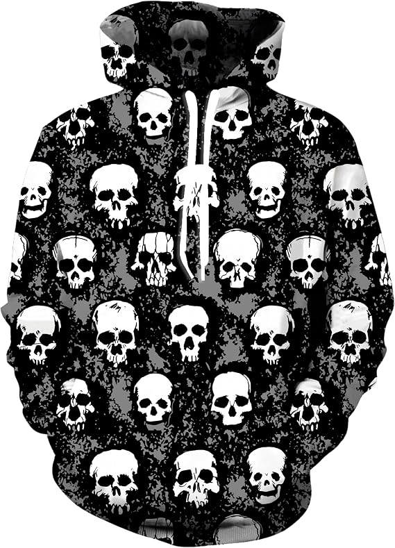 Mens 3D Graphic Hoodies Cool Designs Vintage Sweatshirt Pullover for Men Women - skull hoodie