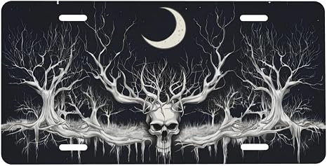 Gothic Skull Trees Moon Cool Front License Plate 6x12 Inch - skull plate