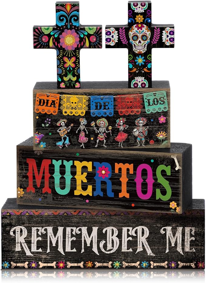 Moucuny 4 Pcs Day of the Dead Table Decor Dia De Los Muertos Decoration - sugar skull ornament