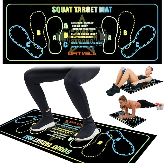 Squat Mat with Foot Position, Squat Pad for Proper Stance in Deadlifts & Squats, Non-Slip Durable Exercise Pad Support for Improved Muscle Activation, Ideal for Home & Outdoor Gym Leg Workout - skull floor mat