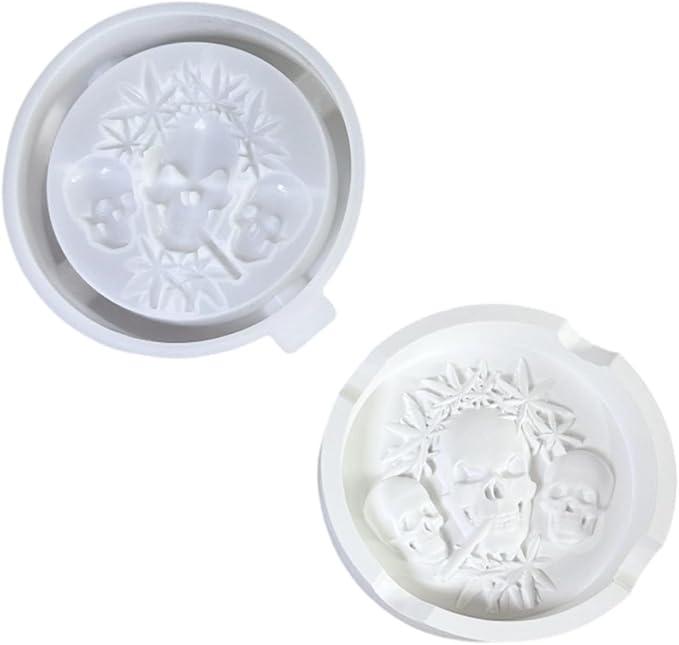 Detailed Skull Silicone Craft Mold Washable Flexible for Resin Concrete Creations Unique Ashtray Gift Making Accessory Skull Concrete Mold for Decoration - skull ashtray