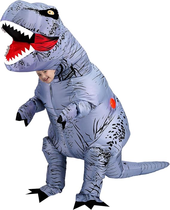 YEAHBEER Inflatable Dinosaur Costume Kids, Blow Up T-Rex Costume for Halloween - skull inflatable