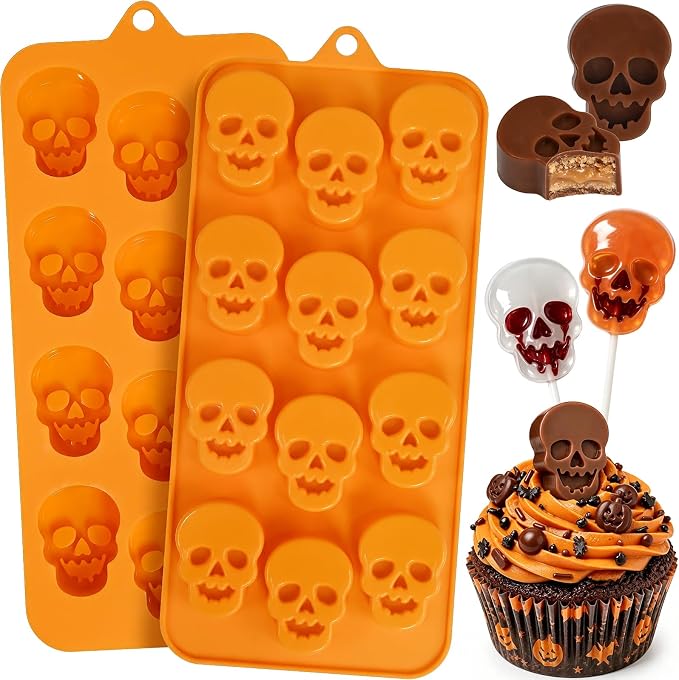 Mini Skull Silicone Mold for Baking, Halloween Cupcake Decorations Molds - skull ashtray