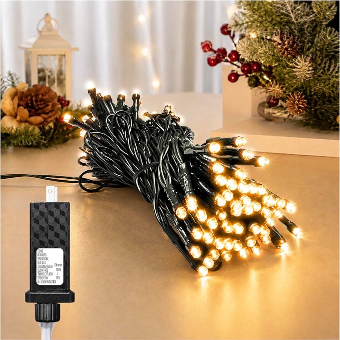 33FT 100 LED String Lights with 13 Modes, Warm White Christmas Lights - string light