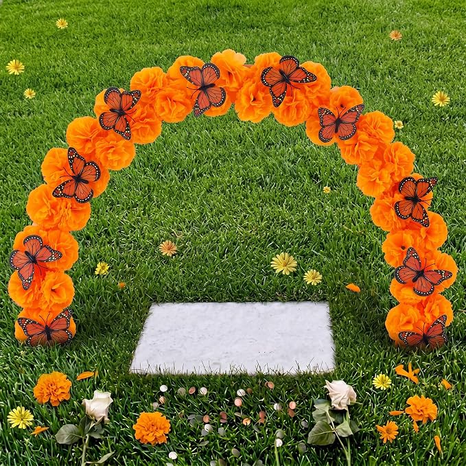 Day of The Dead Marigold Butterfly Arch, 28 x 14 in - skull carpet