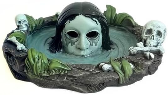 Halloween Resin Ghost Skull Ashtray, Spooky Water Ghost Figurine, 5.2 x 1.97 in, Halloween Theme Decor - skull ashtray