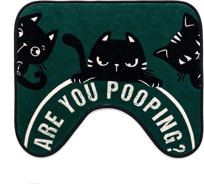 Funny Black Cat Toilet Rugs U Shaped Washable, Cute Cat Bath Mats for Bathroom Non Slip, Fun Around the Toilet Rug for Base Room Bathroom Decor - skull toilet rug
