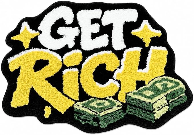 Money Rug Tufted Novelty Rug for Bedroom, 27.6 x 19.7 Inch Get Rich Graphic Cool Black Rugs, Fun Bathroom Rugs, Urban Street Hip Hop Accent Small Carpet for Dorm Living Room - skull carpet