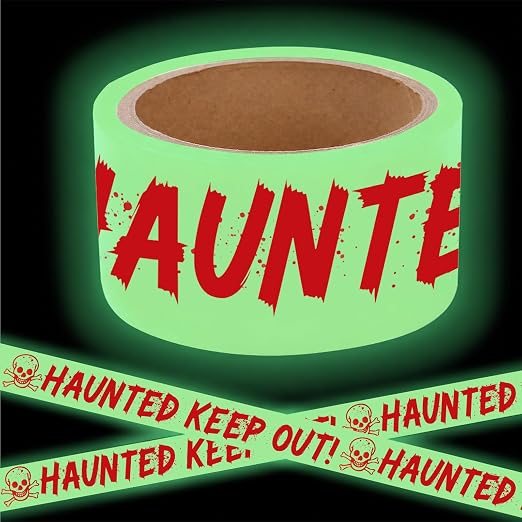 Glow in The Dark Halloween Decorations Caution Tape Haunted Keep Out Scary - skull sticker