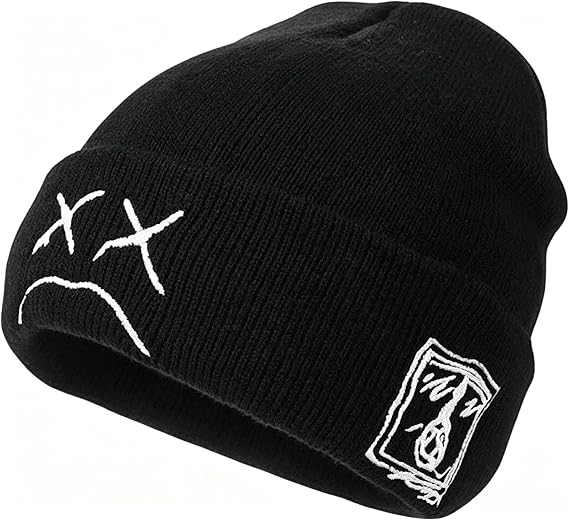 Halloween Goth Knit Beanie Hats for Men Women Emo Gothic Skull Winter Cap Grunge Birthday - skull hat