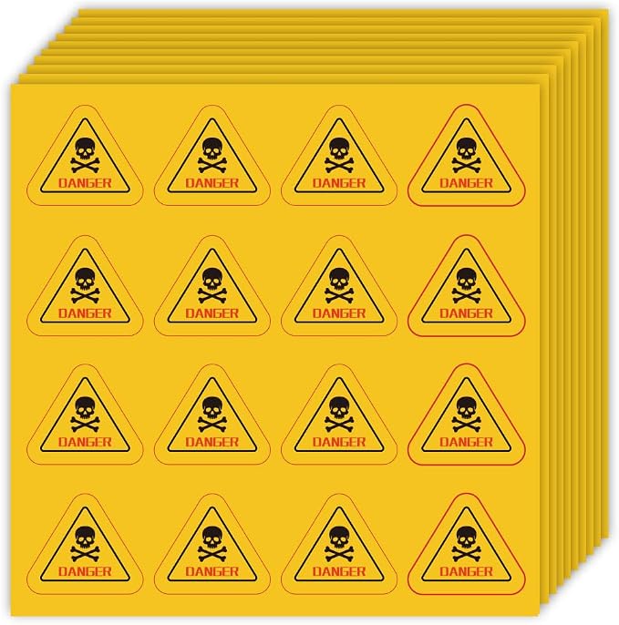 OLYCRAFT 320Pcs Skull Warning Stickers 20 Sheets Cross Bones Self-Adhesive Scrapbooking Stickers Skull Signage Decorative Labels Danger Warning Paper Sticker for Industrial Laboratory Warehouse - skull sticker
