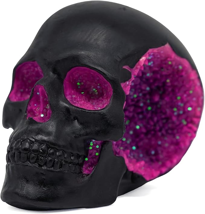 Black and Purple Resin Skull Figurine Statue. Good Gifts for Skull Lovers - skull figurine