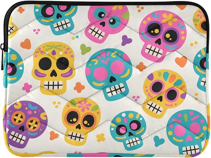 ALAZA Skull Light Yellow Background Pattern Laptop Sleeve Case 13 inch, 13.3 in, Computer Cases for Pad Tablet, Waterproof Briefcase Bag
